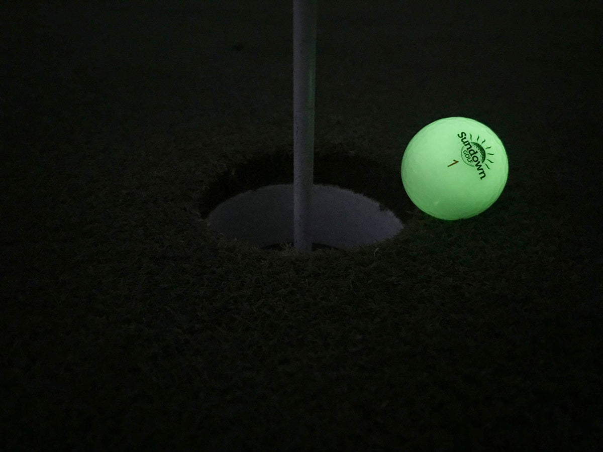 SUNDOWN GOLF glow ball glows for about 15 minutes after charge.