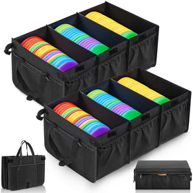 Sunnymove disc golf storage bag interior shows capacity for 72–80 discs, ideal for practice days.