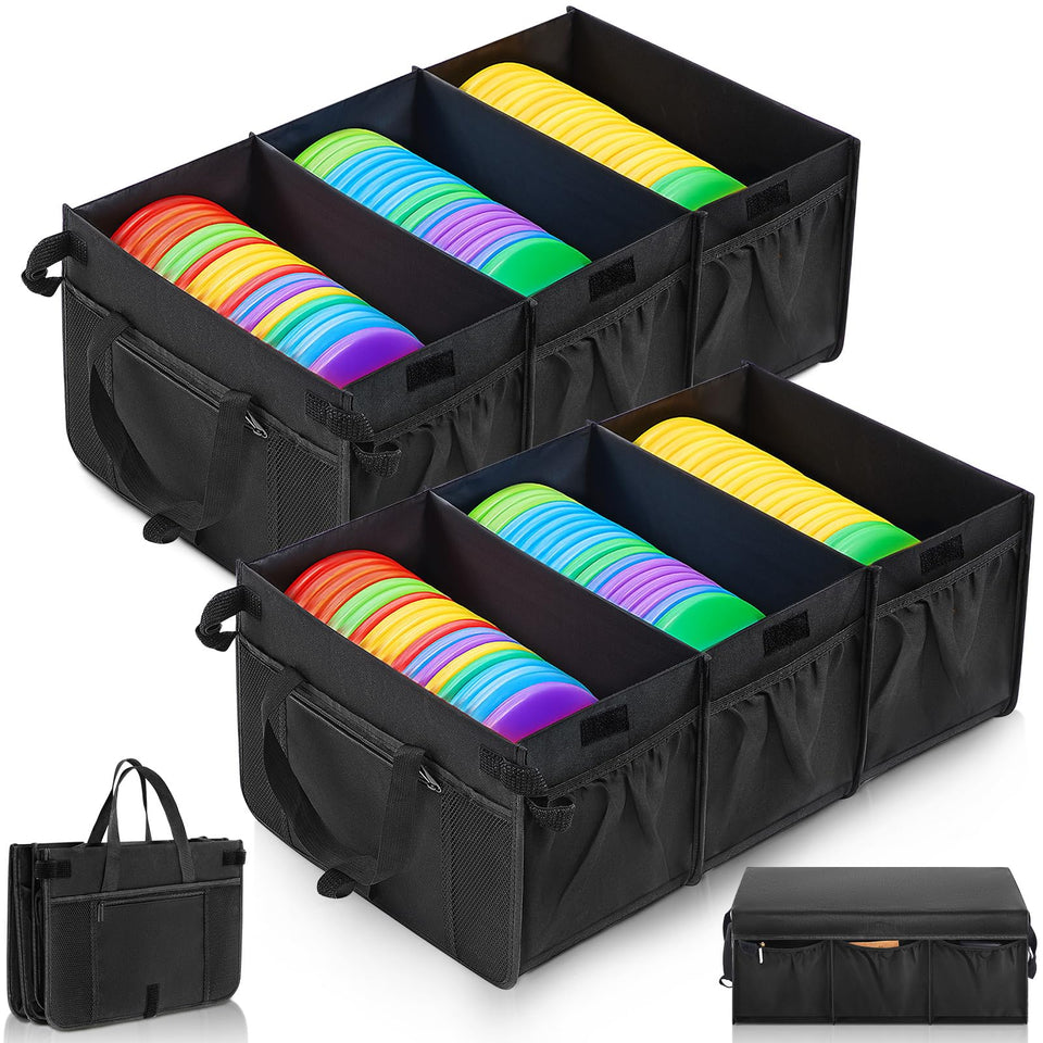 Sunnymove disc golf storage bag interior shows capacity for 72–80 discs, ideal for practice days.
