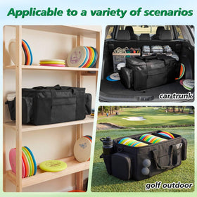 Sunnymove disc golf bag with ten side pockets for accessories and scorecards