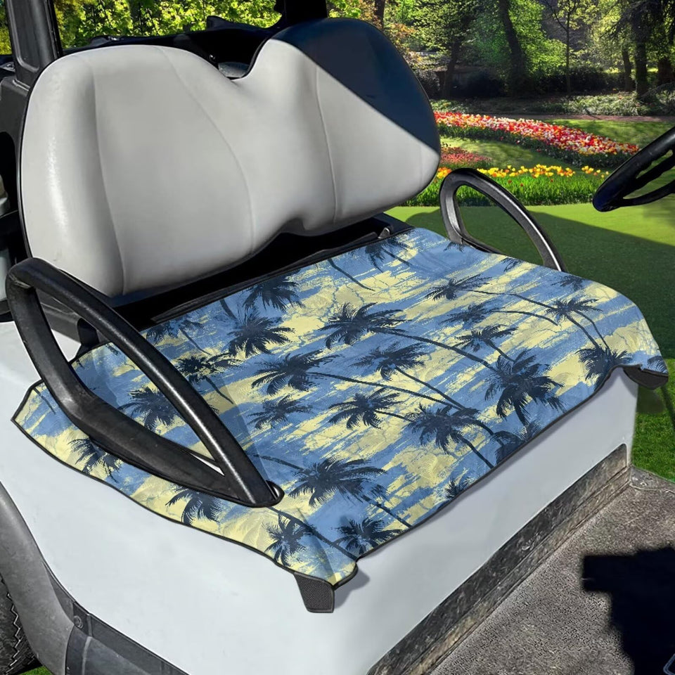 Suobstales blue palm tree seat cover enhances comfort and cart style.