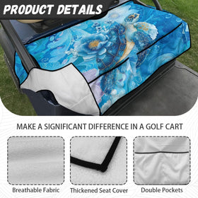 Suobstales Blue Turtle Flower Seat Cover back view demonstrating secure fit