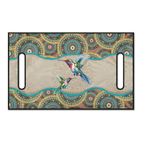 Suobstales Boho Mandala Hummingbird seat cover side installation on golf cart