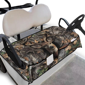 Suobstales deer hunting camo seat cover provides comfort and protection on the golf cart
