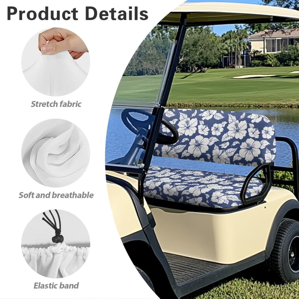 Suobstales fit most golf carts with secure elastic edges.