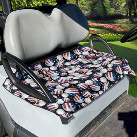 Suobstales golf cart seat cover with American flag blanket design protects seats.