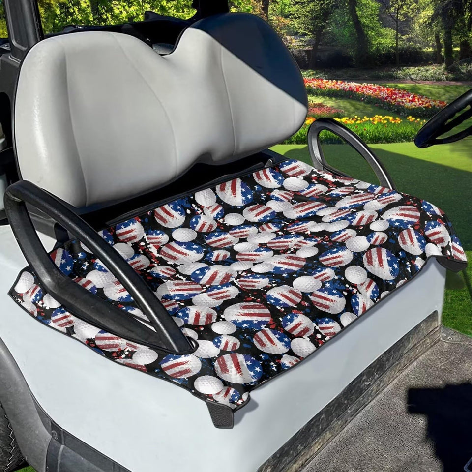 Suobstales golf cart seat cover with American flag blanket design protects seats.