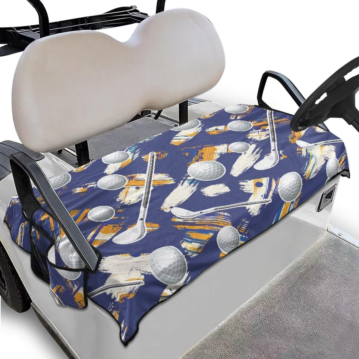 Suobstales Golf Paint Splatter seat cover front view protects seats and adds style.