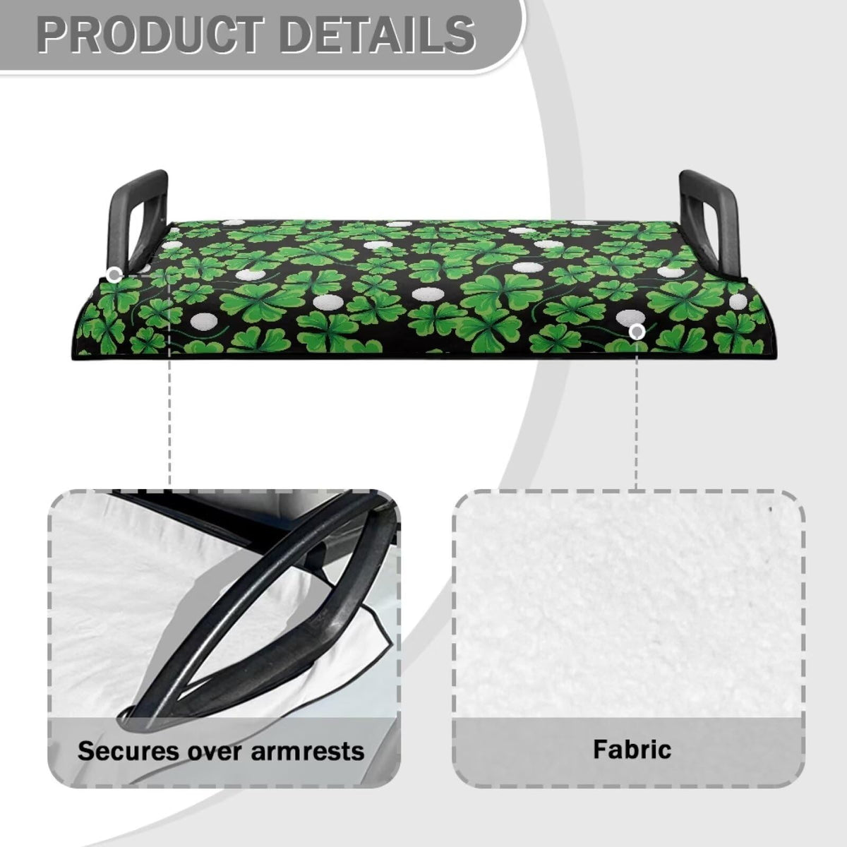 Diagram showing easy installation of Suobstales seat cover over golf cart seat