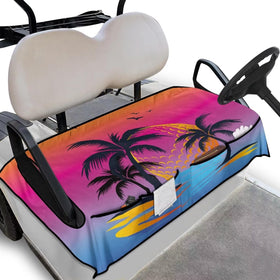 Suobstales golf seat cover palm tree front view adds style and comfort on the course.