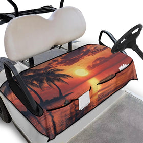 Suobstales Hawaii palm tree sunset seat cover adds tropical style and cart protection.