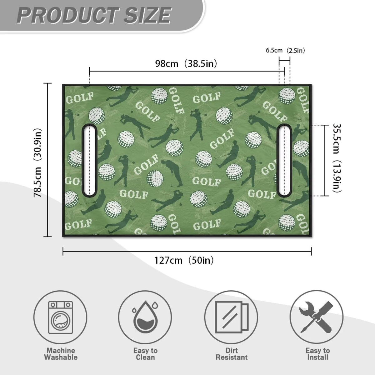 Suobstales machine-washable cover keeps golf cart tidy.