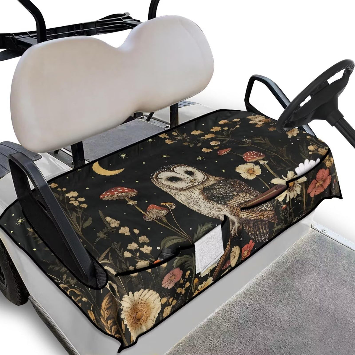 Suobstales Owl Mushroom Moon Print seat cover adds vibrant style and comfort
