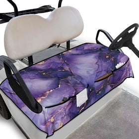 Suobstales purple-golden seat cover on a front view for vivid protection and style