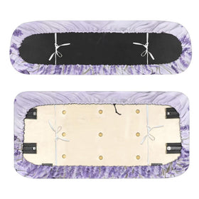 Suobstales front seat cover with lavender pattern shields against stains and wear.