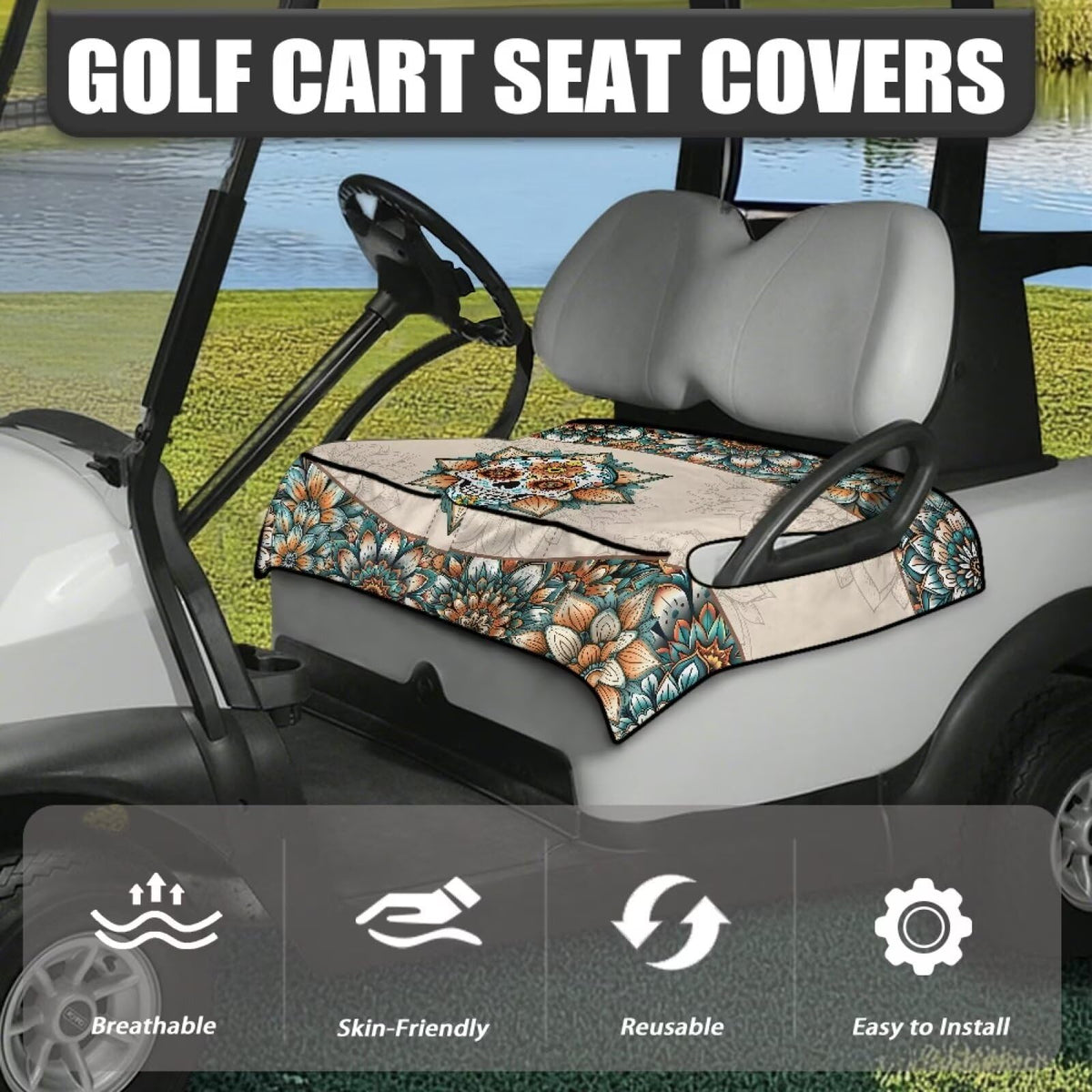 Suobstales seat cover with four pockets to organize sunglasses towels and gloves