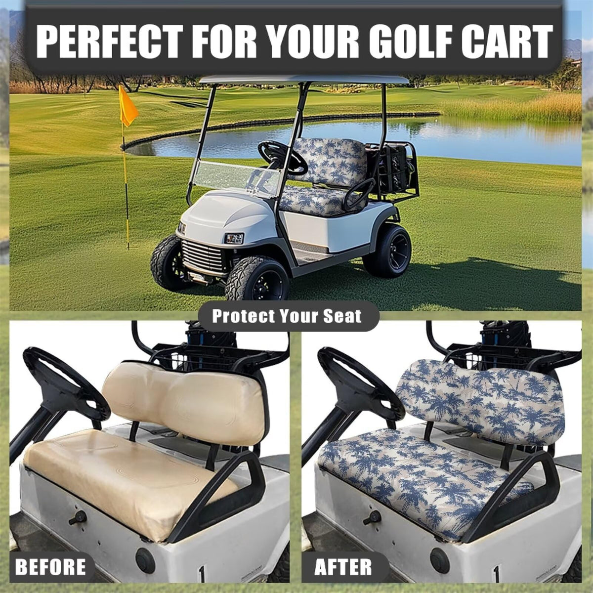Waterproof and fade-resistant surface protects seats during rain and sun
