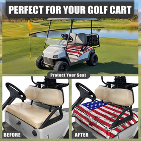 Suobstales universal-fit cover demonstrates compatibility with 2-seat carts