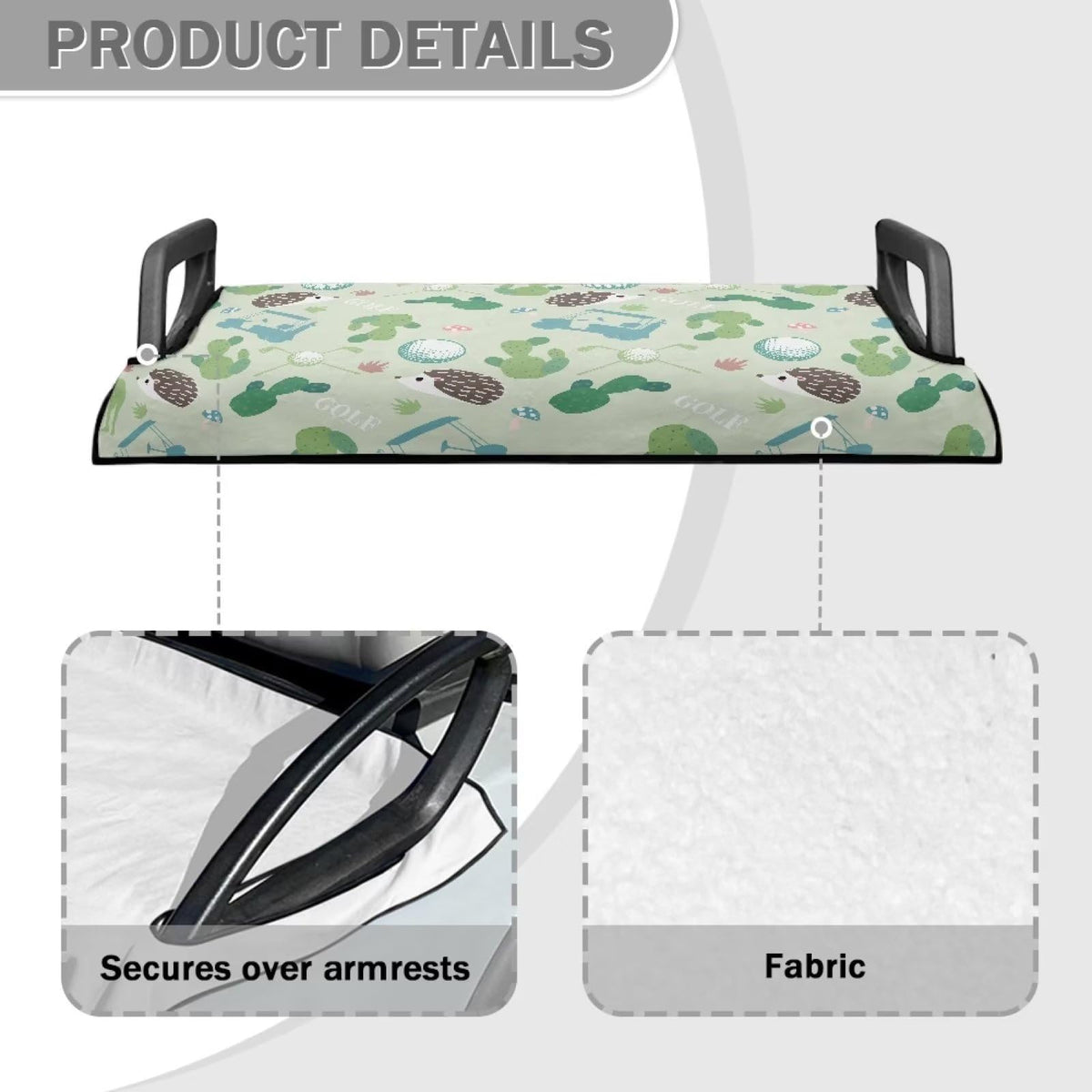 Suobstales universal-fit seat cover installs quickly over armrests.