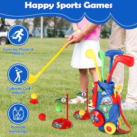 Soft golf mat provides a safe indoor practice surface for kids