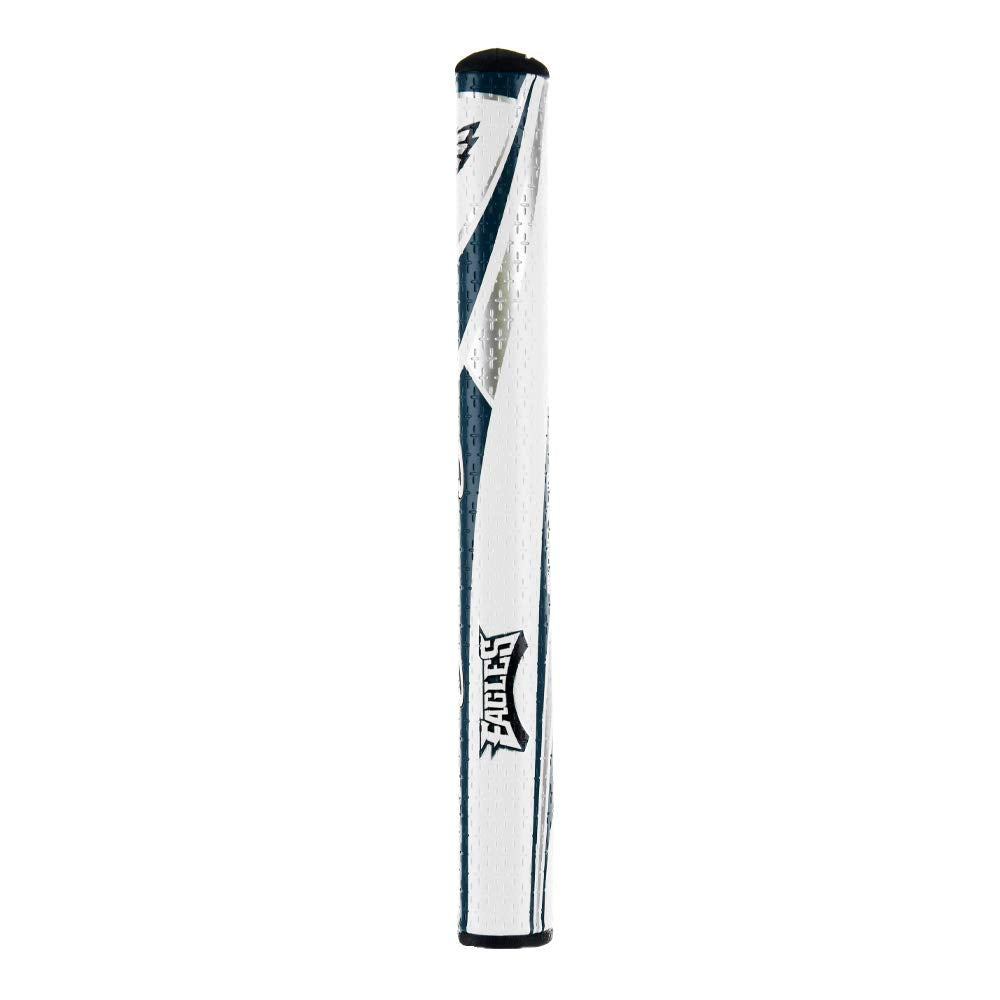 Super Stroke NFL Putter Grip Philadelphia Eagles face closeup emphasizes tacky surface and comfort.
