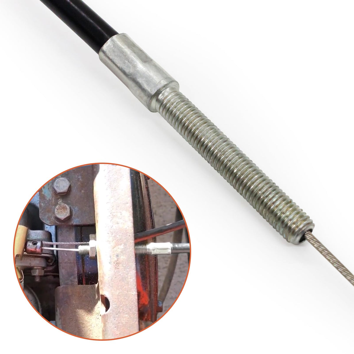 Installed SuperDi throttle cable on EZGO Marathon shows proper fit