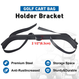 EZGO-compatible bag holder bracket mounted on rear seat