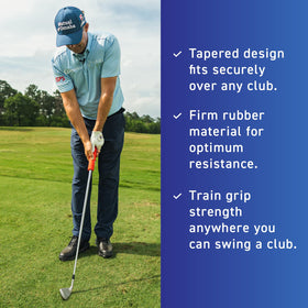 Tapered-fit design ensures secure grip during swing practice with the Squeeze.