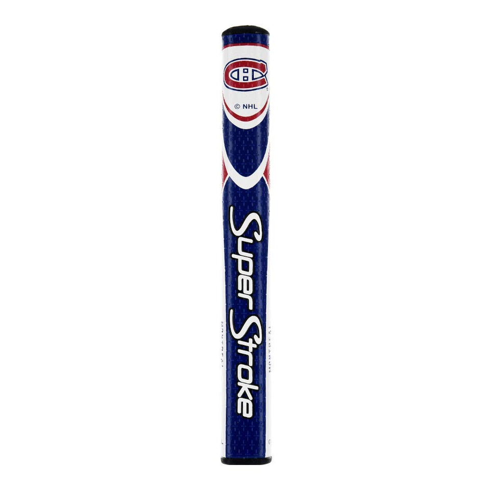 SuperStroke NHL putter grip mid-slim profile in white red blue enhances grip stability
