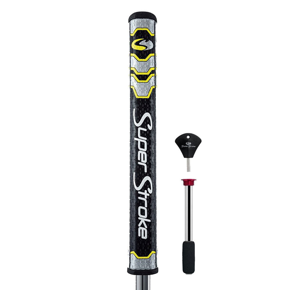 SuperStroke Mid Slim 2.0 CounterCore grip in Yellow Midnight enhances feel for precise putting.