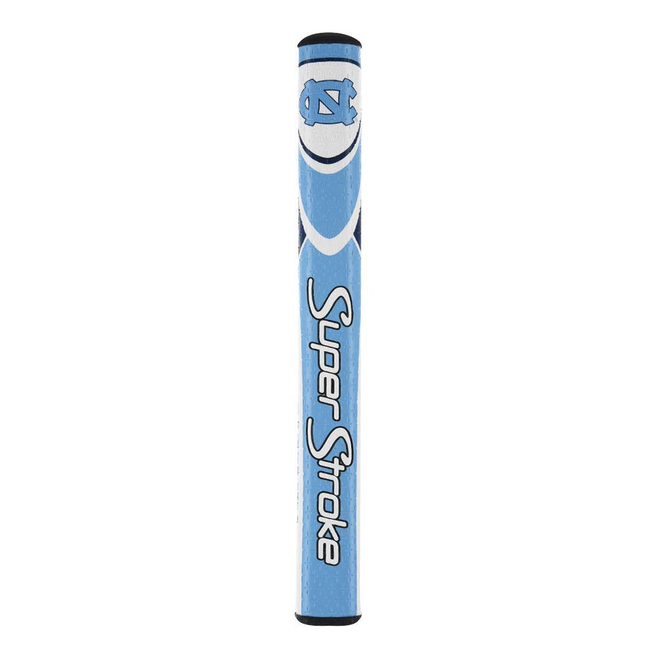 SuperStroke NCAA North Carolina Mid Slim 2.0 grip close-up showing balanced feel for a smoother stroke