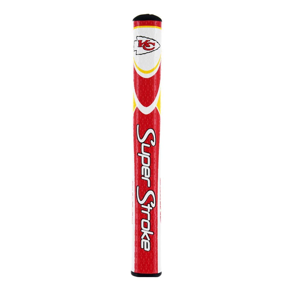 SuperStroke NFL Chiefs Mid Slim 2.0 grip front view improves stroke consistency.