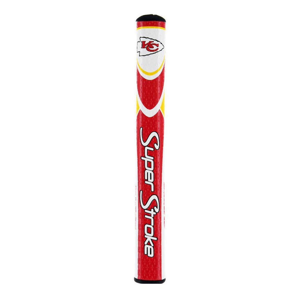 SuperStroke NFL Chiefs Mid Slim 2.0 grip front view improves stroke consistency.