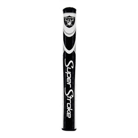SuperStroke NFL Oakland Raiders Mid Slim 2.0 grip front-angle shows balanced stroke potential