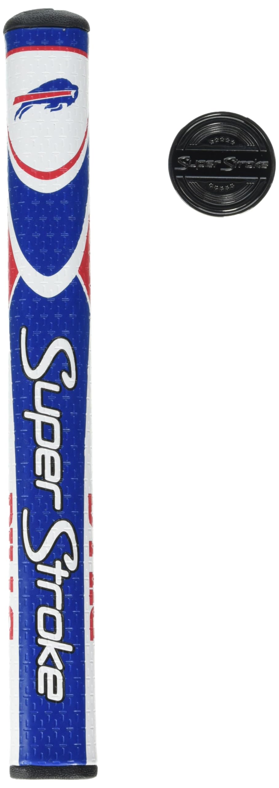 SuperStroke NFL Traxion Tour Buffalo Bills grip front view for consistent feel