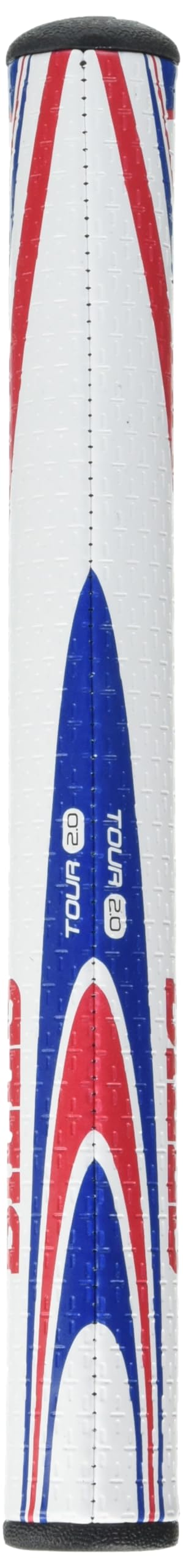 In-hand view shows SuperStroke NFL Traxion Tour grip's oversized profile improving balance