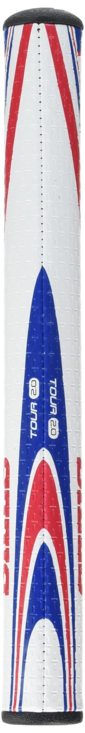 In-hand view shows SuperStroke NFL Traxion Tour grip's oversized profile improving balance