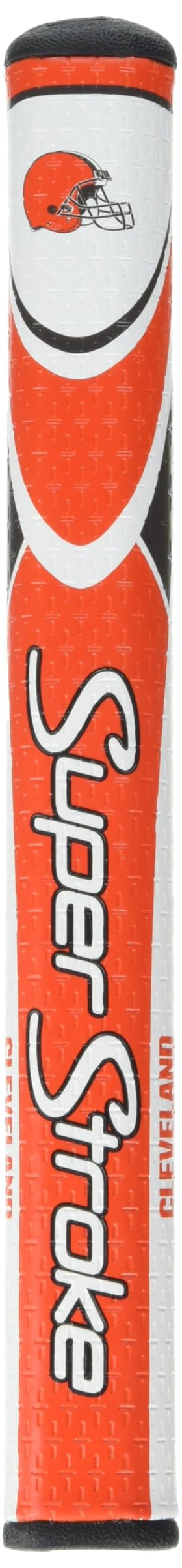 SuperStroke NFL Traxion Tour putter grip on Cleveland Browns model offers steady greenside feel in wet conditions