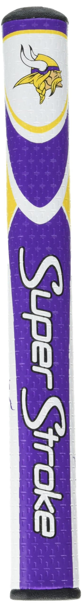SuperStroke NFL Traxion Tour putter grip on Minnesota Vikings model for stable alignment.