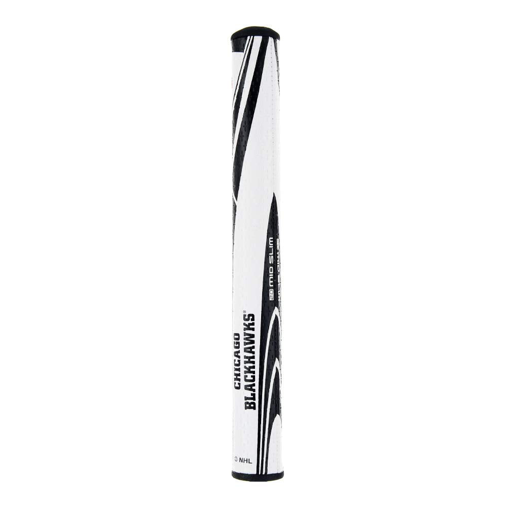 Grip mounted on a putter illustrating stable hand position and alignment