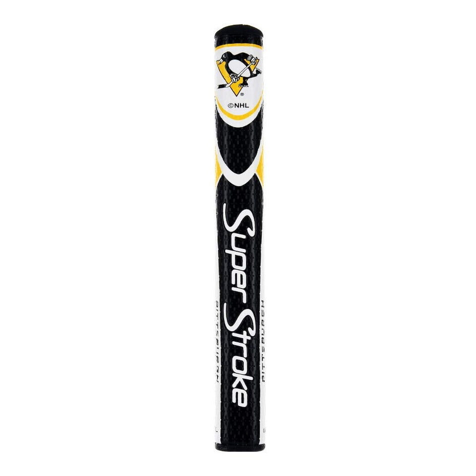 SuperStroke NHL putter grip with Pittsburgh Penguins branding improves feel and control on greens.