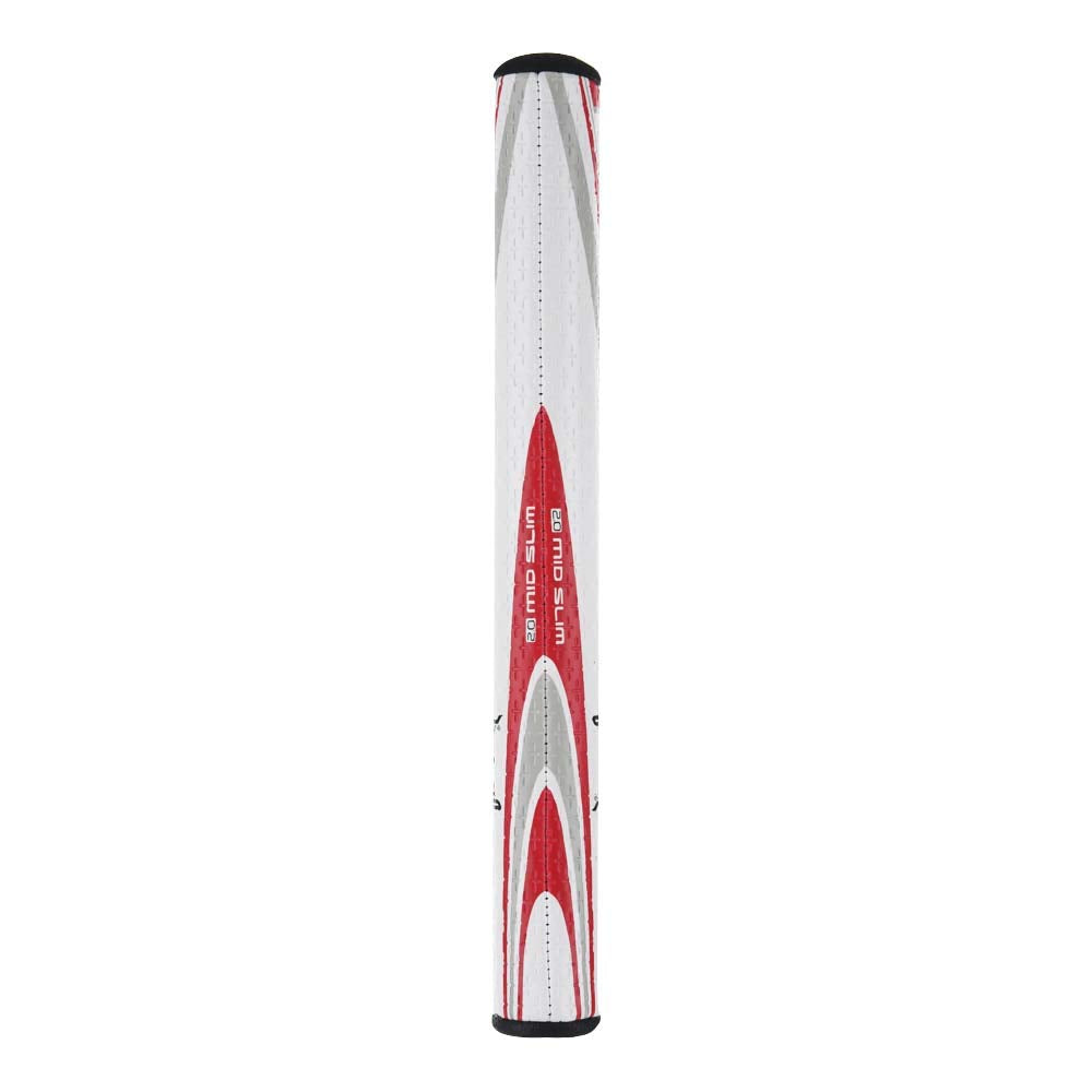Ohio State branding on the SuperStroke grip during a green-side practice swing.