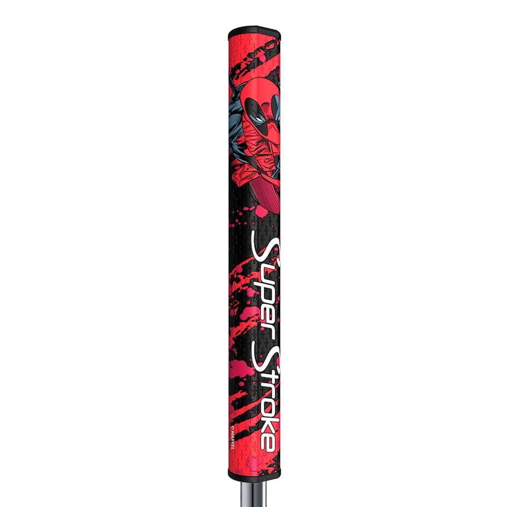 SuperStroke Tour 2.0 Deadpool grip side no-taper highlight for lighter grip pressure.