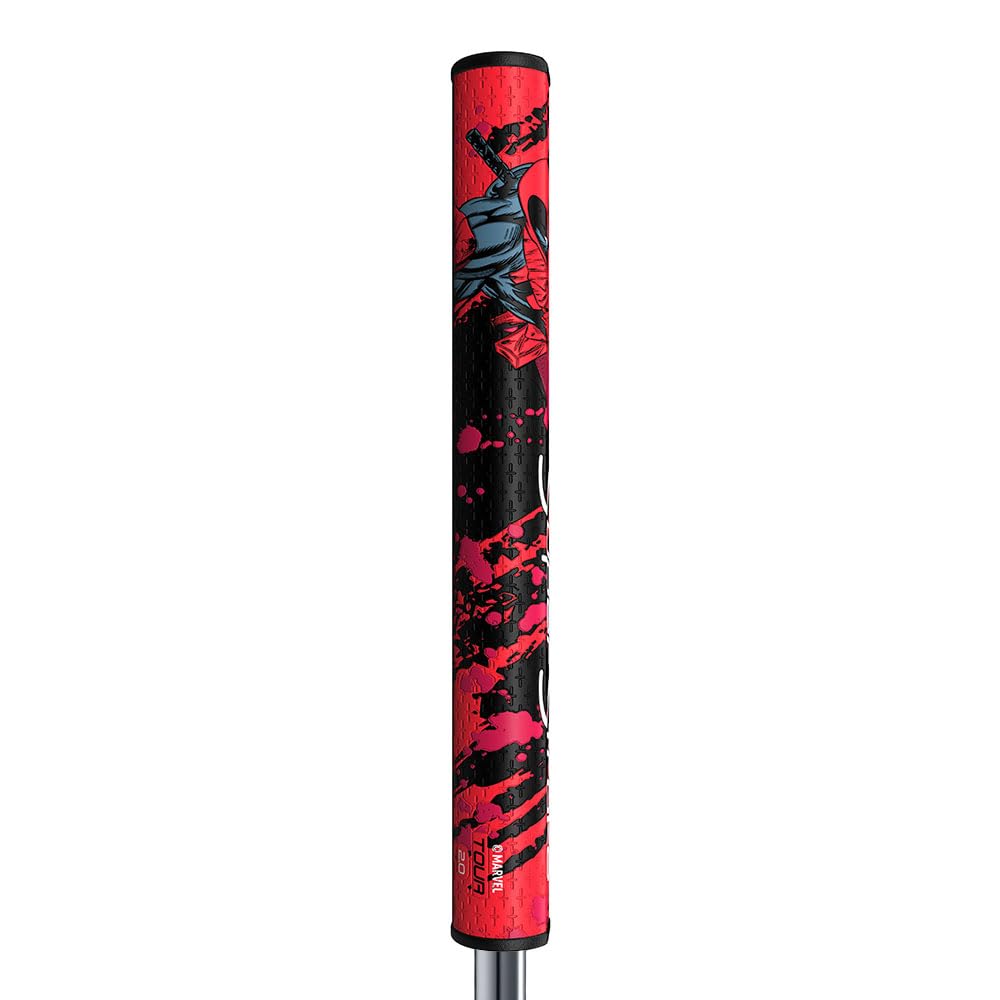 SuperStroke Tour 2.0 Deadpool grip top texture close-up highlighting enhanced tactile feedback.