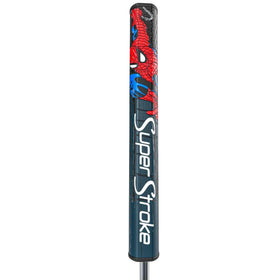 SuperStroke Tour 2.0 Spider-Man grip front view with bold branding and tactile feel for improved control.