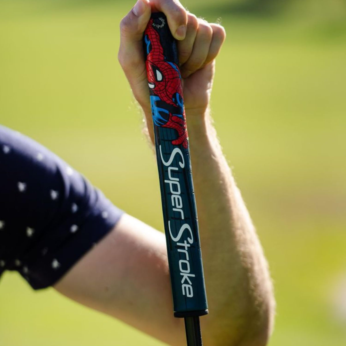 Tech-Port top view on the Spider-Man grip indicating compatibility with sensors and CounterCore.