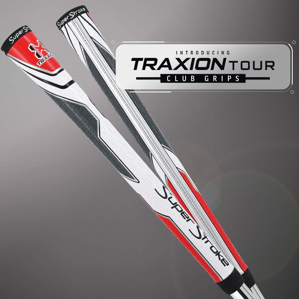 In-hand shot displays White/Red/Gray color and stable control through the swing.