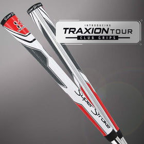 In-hand shot displays White/Red/Gray color and stable control through the swing.