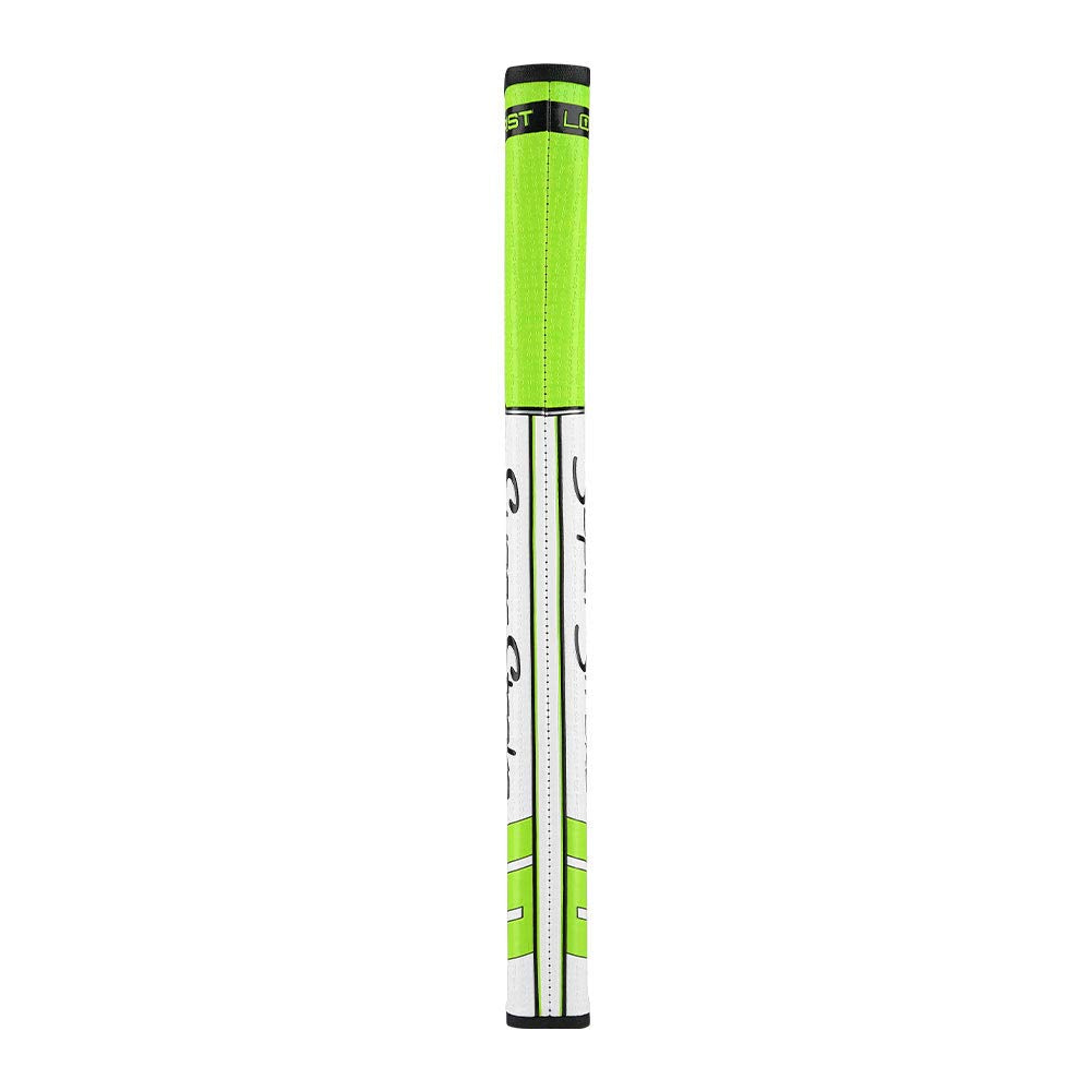 Close-up of Traxion texture on the WristLock grip, green/white, for enhanced feedback.