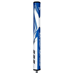 SuperStroke Zenergy Flatso 1.0 grip blue white front view highlights alignment potential.